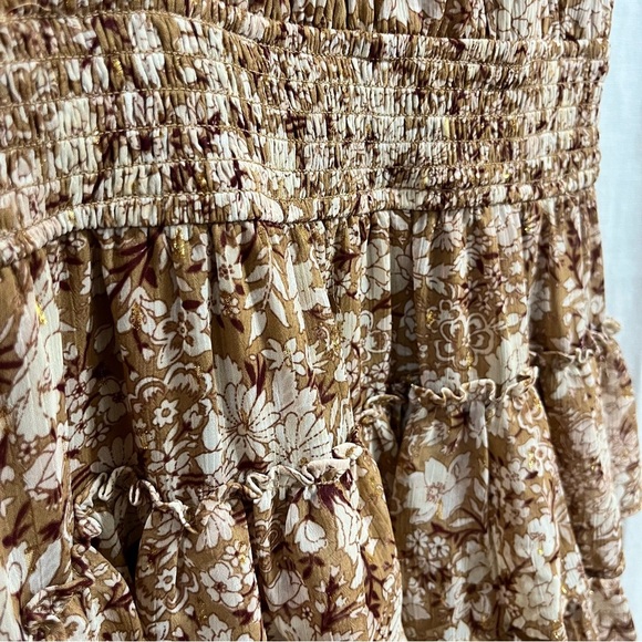 Express Floral Sleeveless Mock Neck Tiered Ruffle Dress - Picture 3 of 7